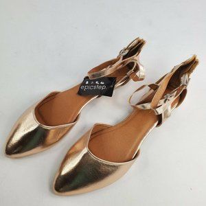 Epicstep 9 Rose Gold Adjustable Strap Back Zipper Women Dress Flat Sandals